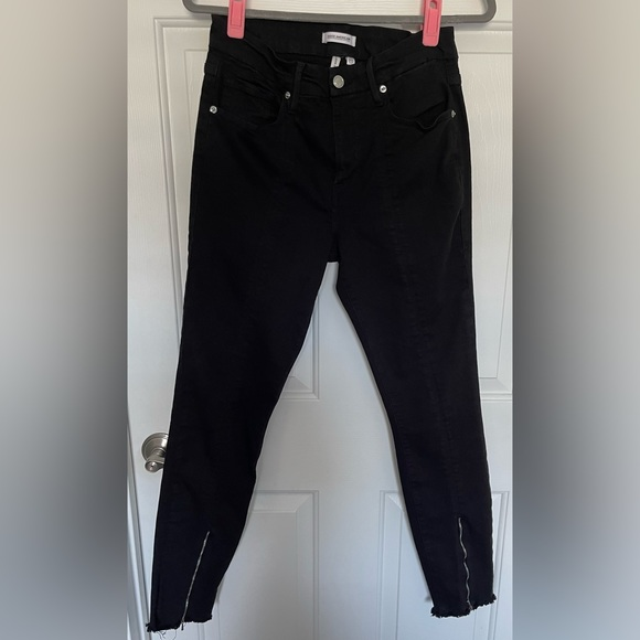 Good American EUC Size 4 Good Waist Jeans Black Ankle Zip High Rise B-37 - Picture 1 of 4